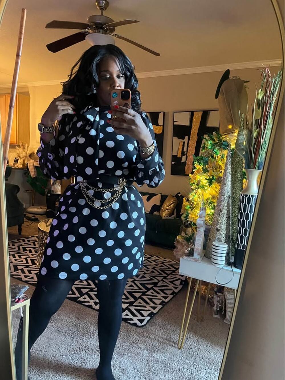 Black white polka dot dress